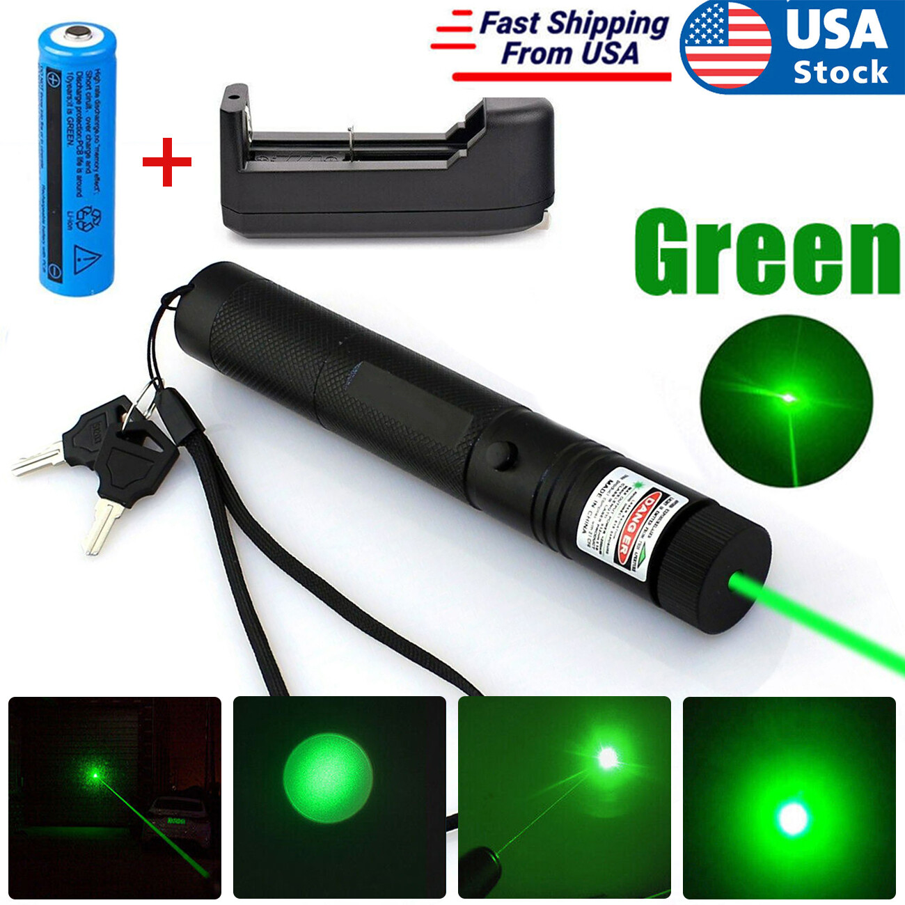 9900Miles 532nm Green Laser Pointer Pen Light Visible Beam Rechargeable Lazer