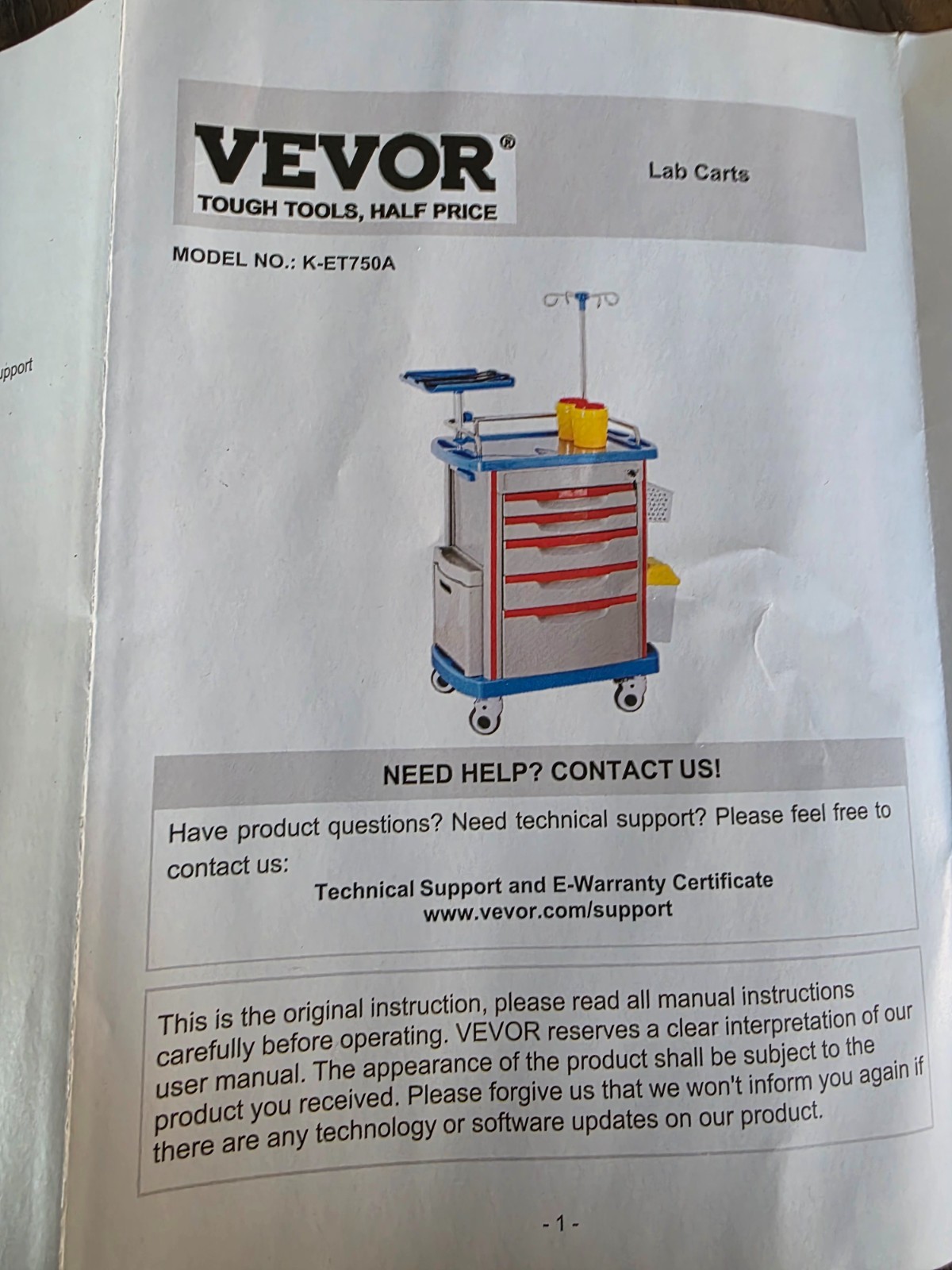 VEVOR 5 Tier Lab Cart – Mobile Medical Cart with 5 Drawers, IV Pole, Back Board