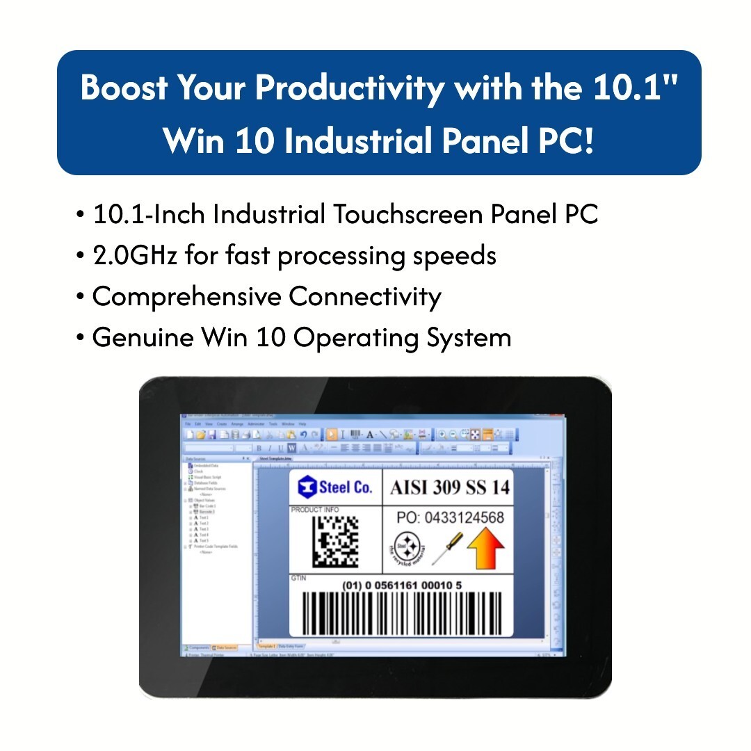 Touchscreen Panel Industrial Computer 10 Inch with HDMI, VGA, USB, Ethernet