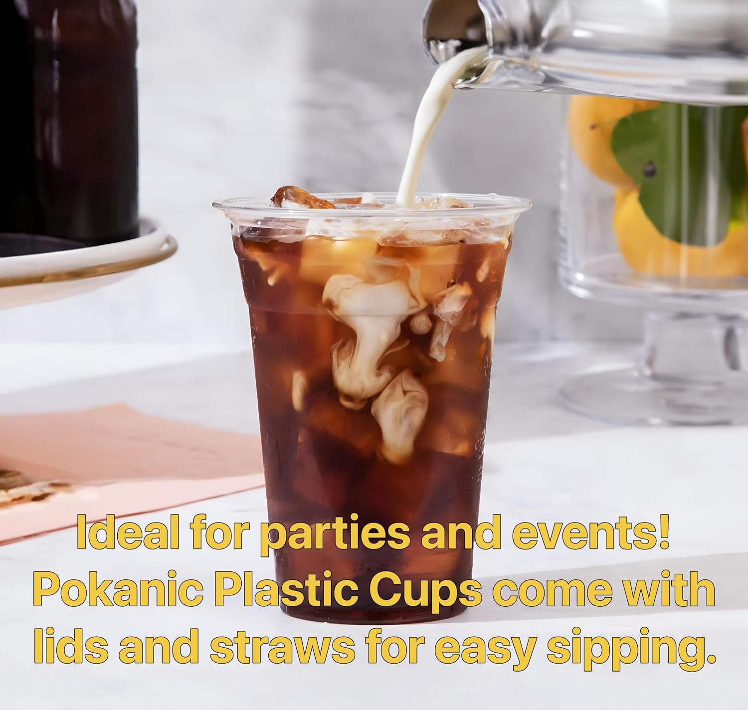 Plastic Clear Cups [16 oz] with Lids and Straws [10 Set] Disposable Cold