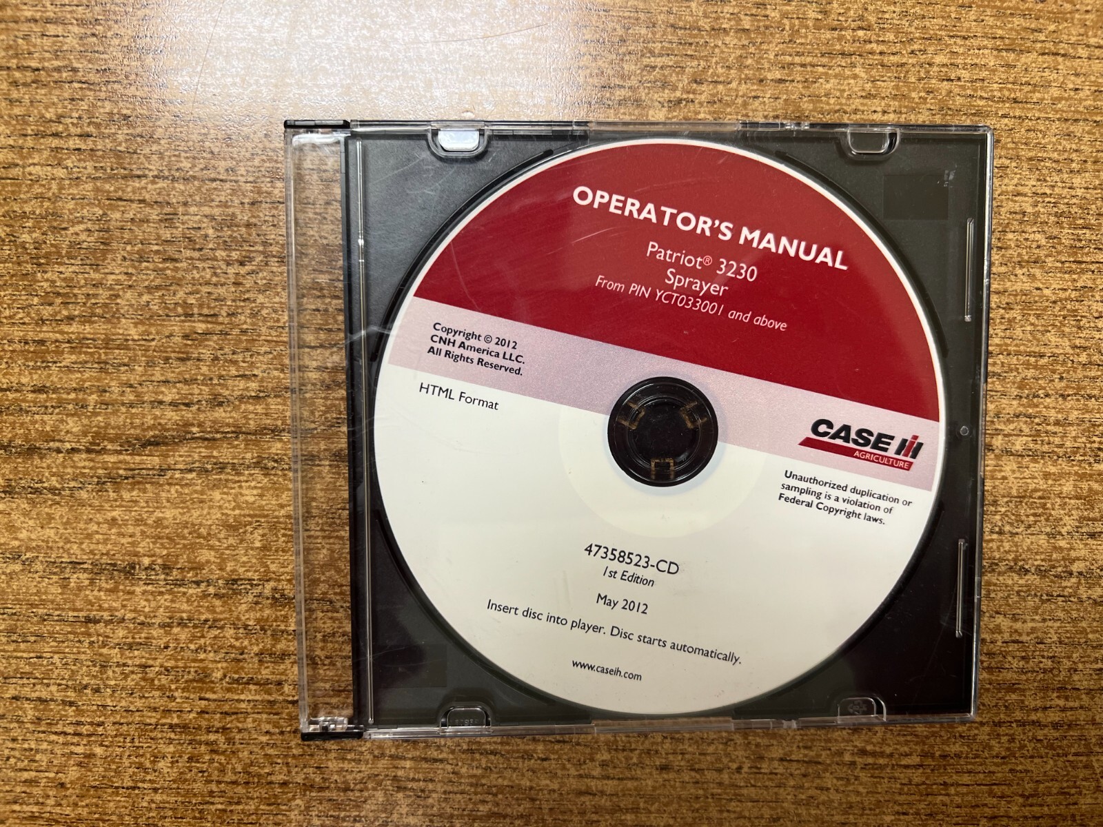 Case IH Operator’s Manual CD for Patriot 3230 Sprayer