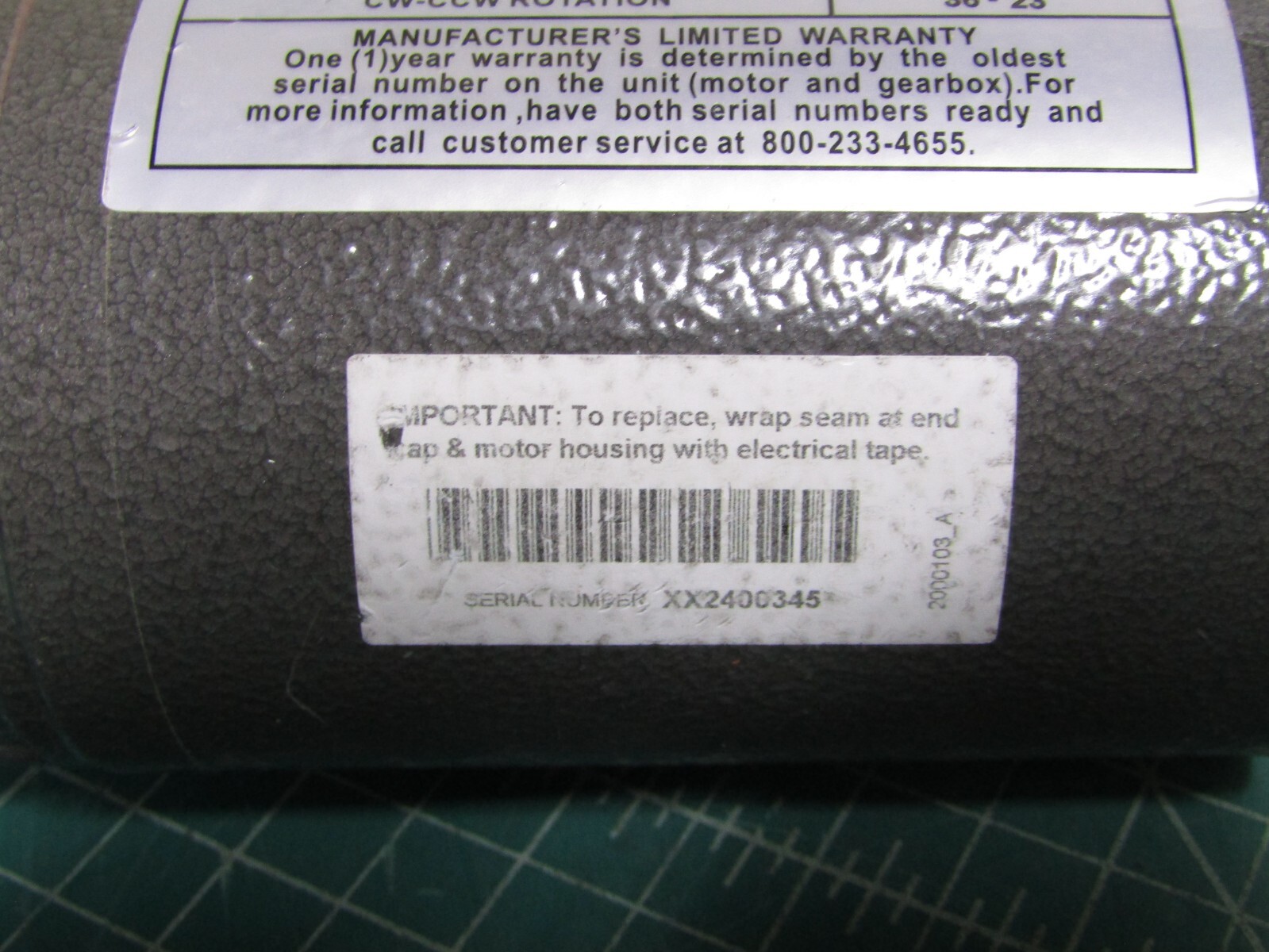 1 – AGRI-COVER, P.M.D.C. Motor Model S5239A4967, 12VDC. CW-CCW Rotation New – Bu