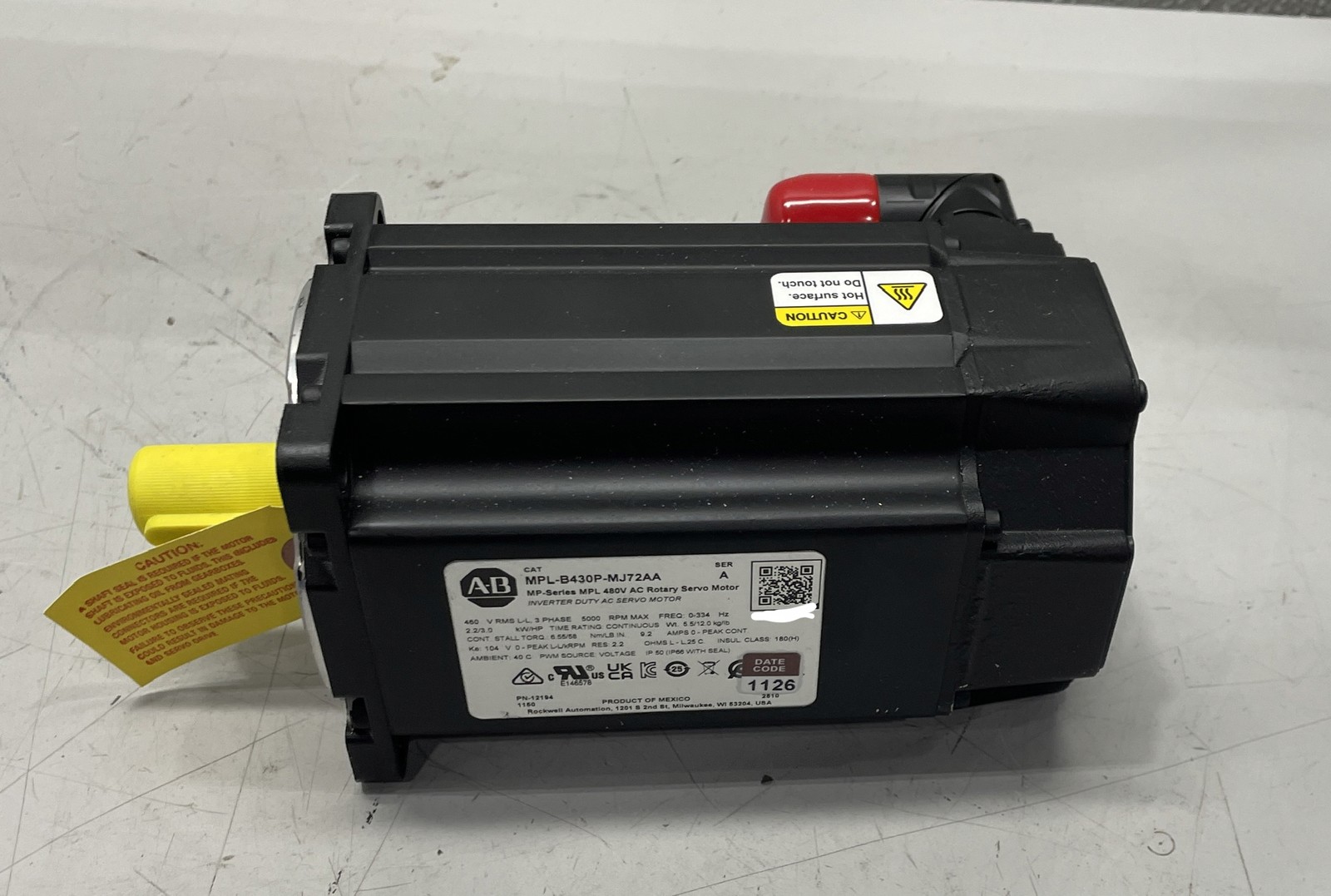 Allen Bradley Servo Motor 400V 5000RPM 1024 SIN/COS MPL-B430P-MJ72AA