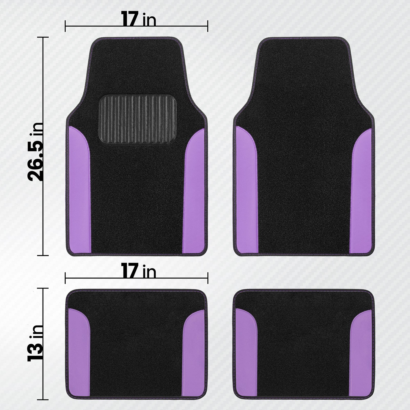 Bdk Two-Tone Carpet Car Floor Mats Faux Leather Accents Automotive Floor Mat