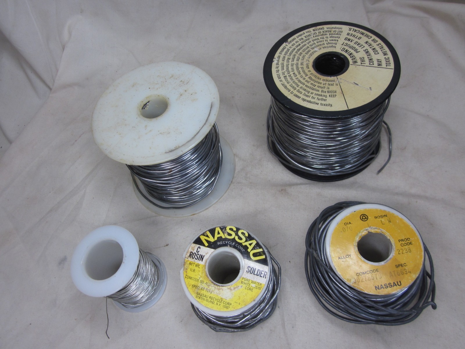 vintage 10+ pounds ROSIN SOLDER Lot NASSAU Water White Core + solder rolls roll