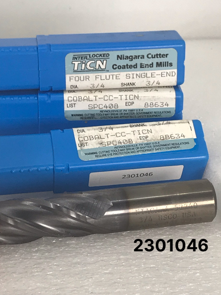 4 Flutes 3/4″ x 3/4″ x 1-5/8″ x 3-7/8″ Niagara Cutter HSS M-42 Square End Mill