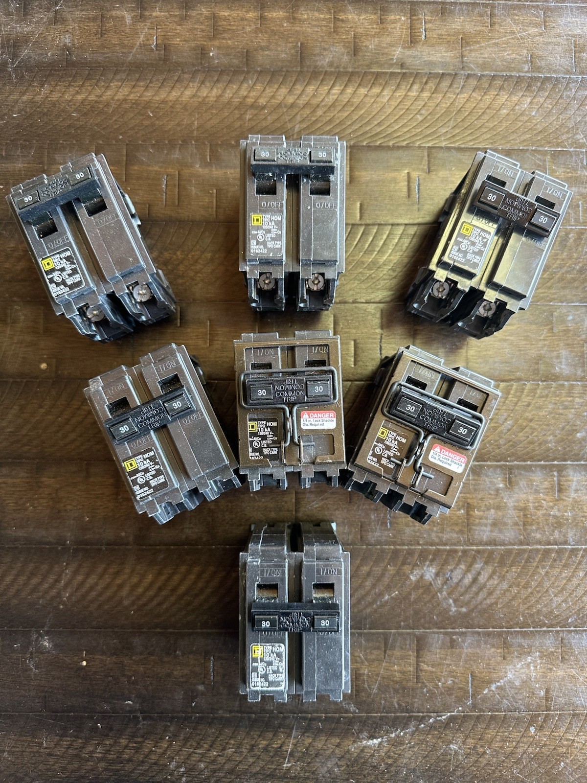 LOT OF 7* Square D Homeline 30 Amp 2-Pole Circuit Breaker