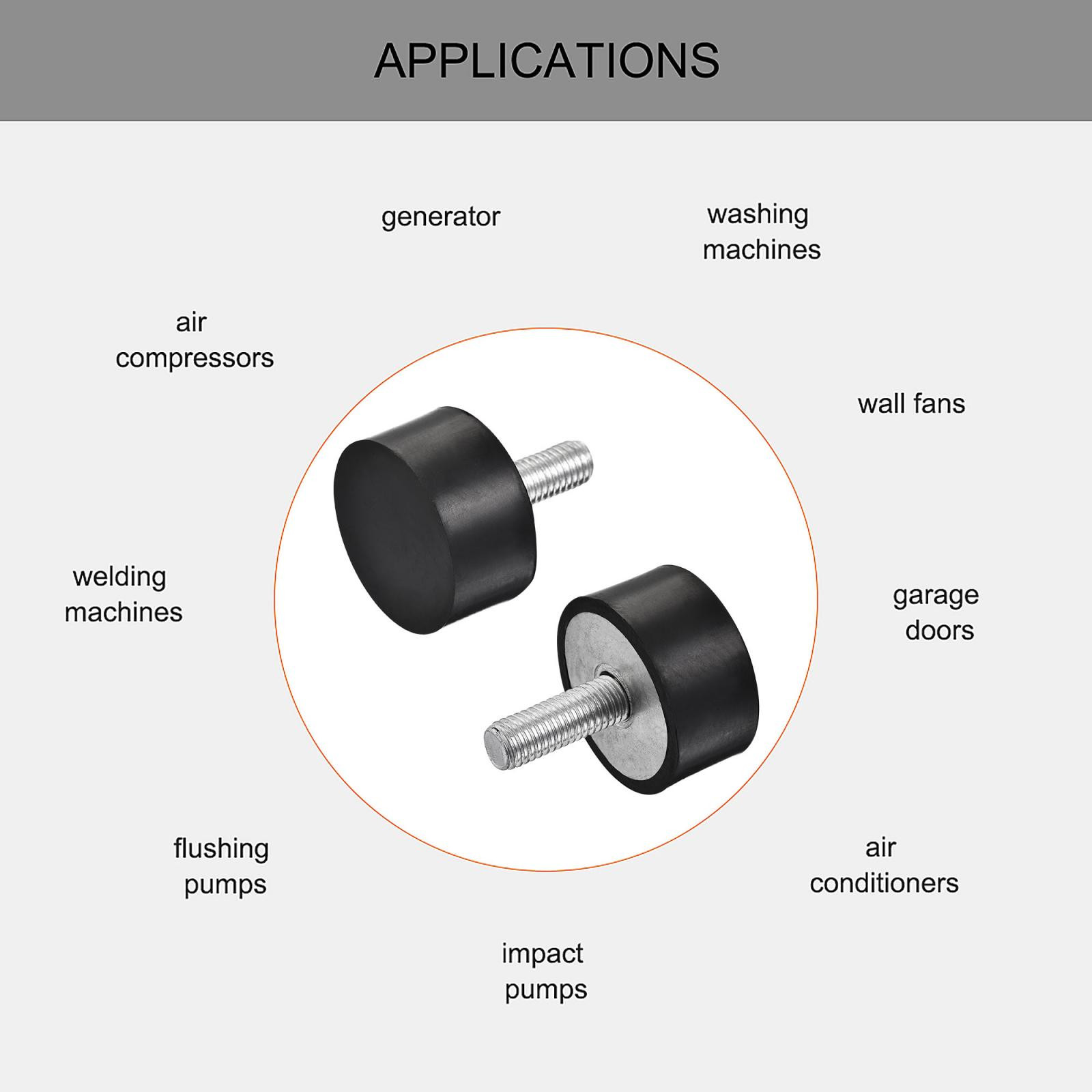 2pcs M10 Rubber Mounts Male Thread Shock Absorber for Motor Generator Compressor