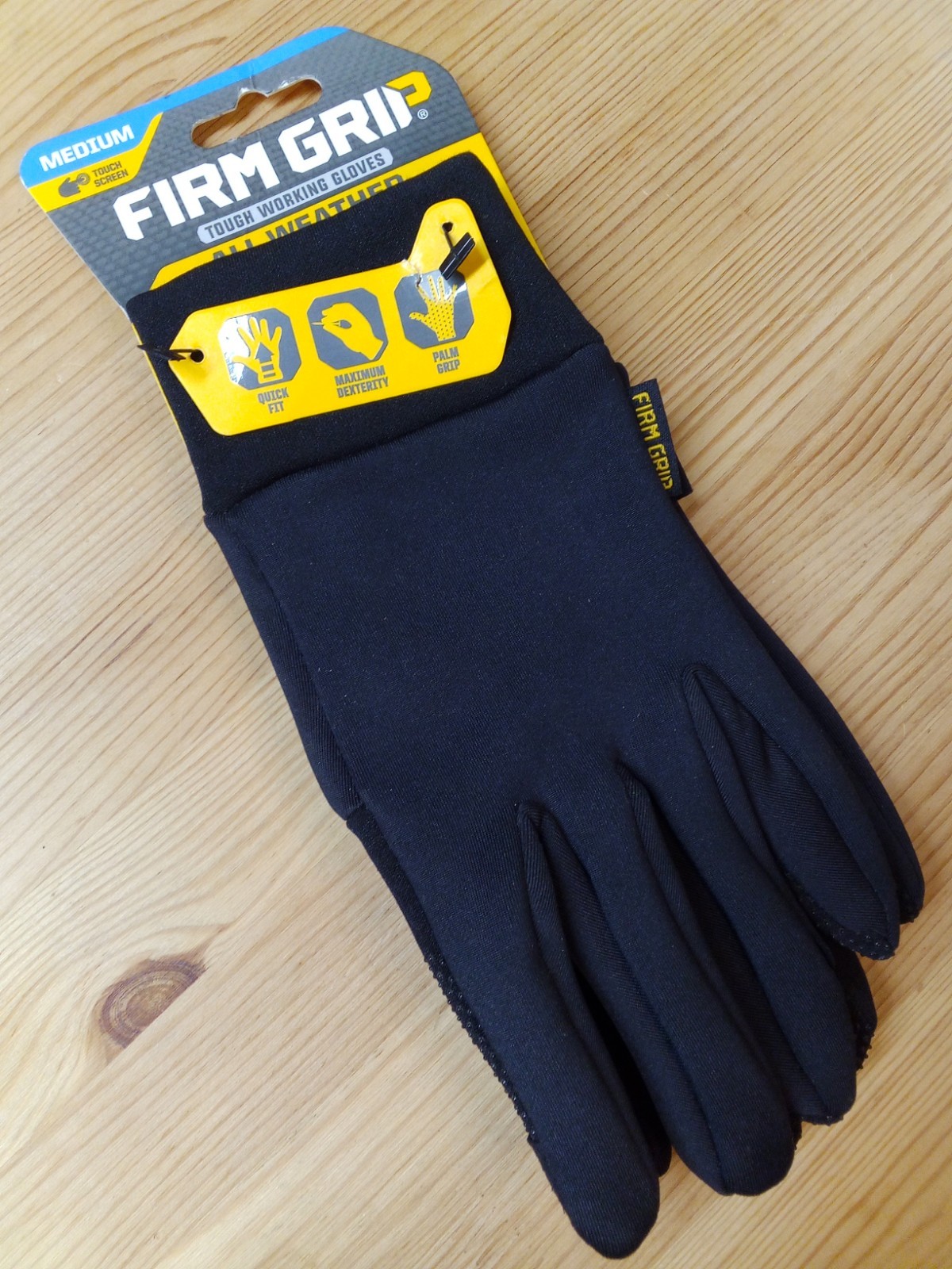 Firm Grip Medium All Weather Outdoor & Work Touchscreen Fleece Gloves, dark Gray