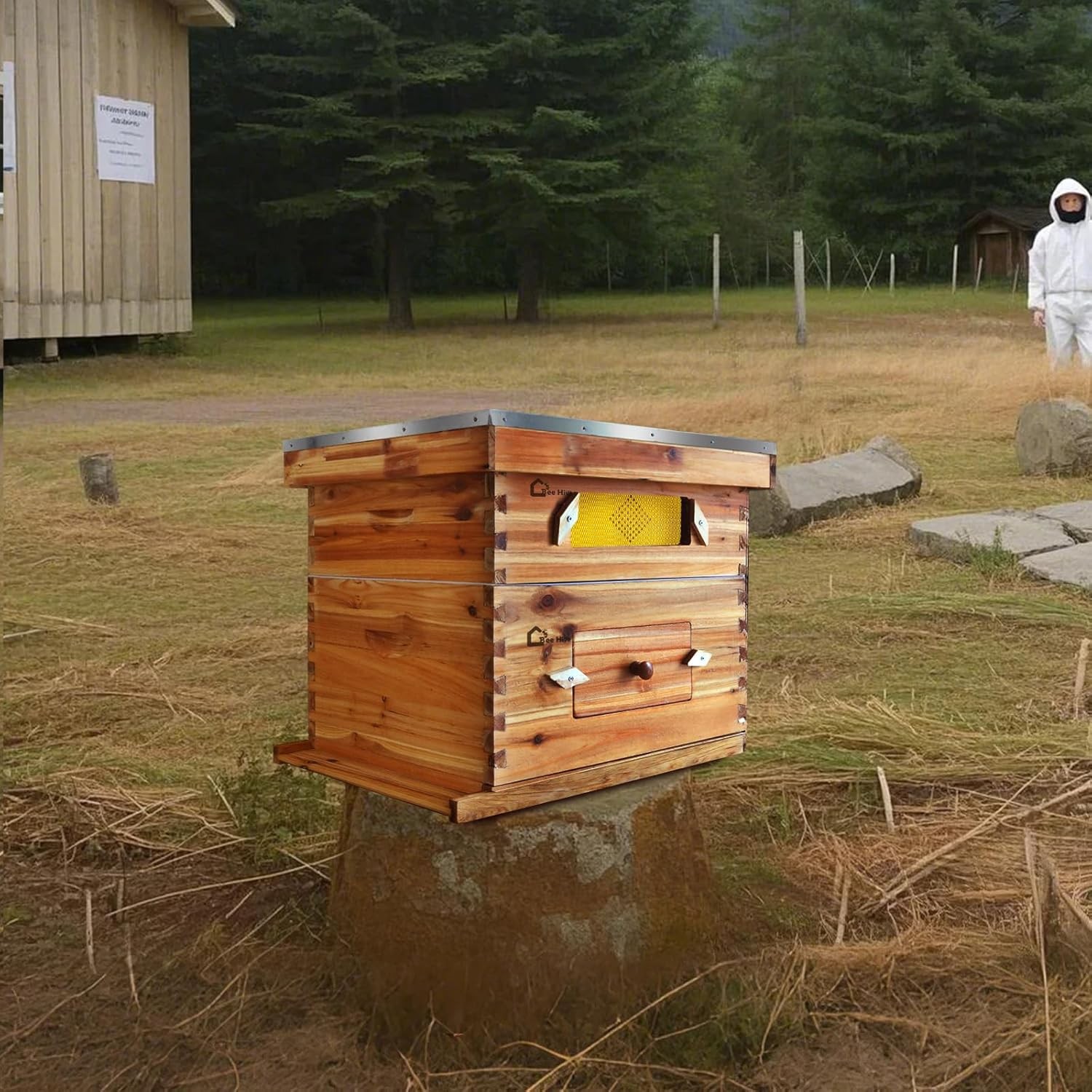 10 Frame Bee Hive Complete Beehive Kit Wax Coated 1 Deep Box & 1 Medium Box