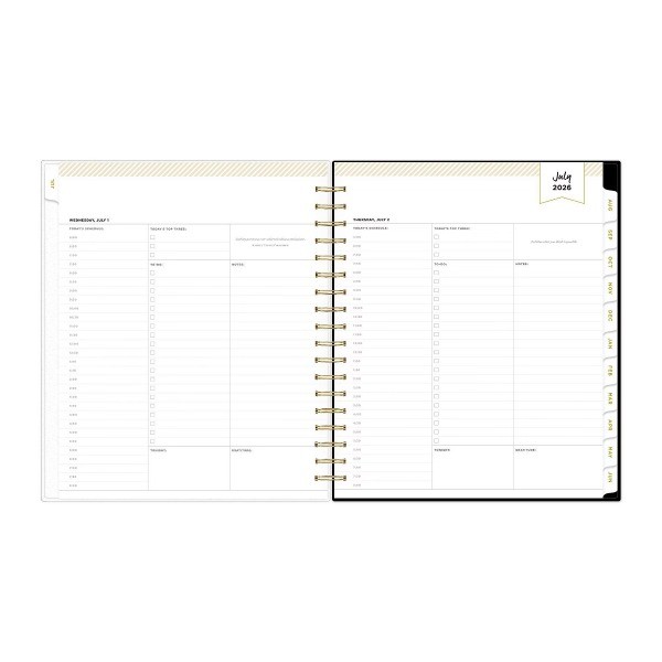 8"x10" AY 2026-2027 Planner Rugby Stripe Black Frosted 27 Daily/Monthly