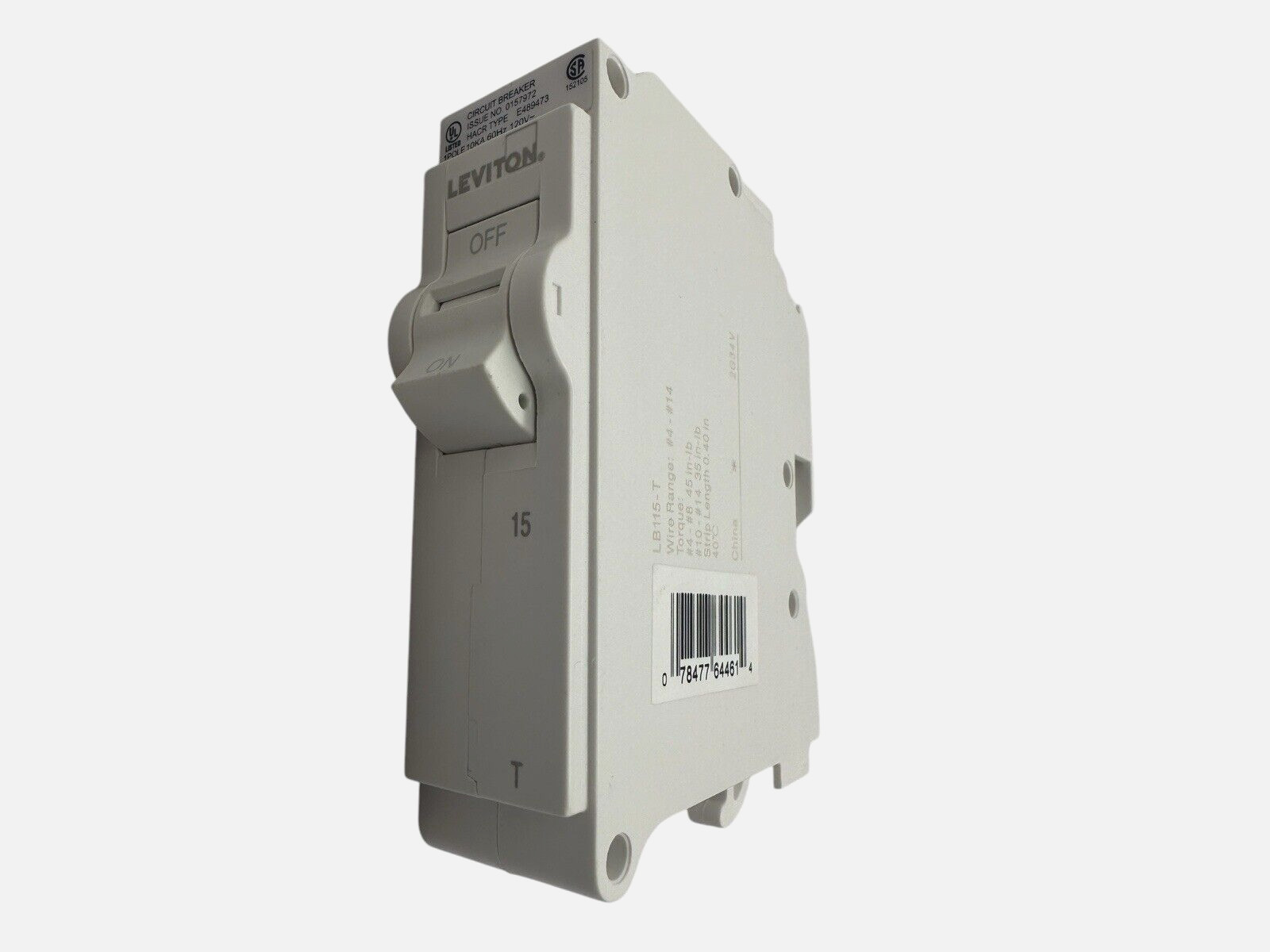 10 pcs LB115-T Leviton Standard 1-Pole 20A 120V Thermal Magnetic Circuit Breaker