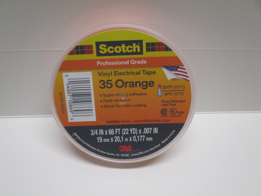 3M Scotch Professional grade 35 orange vinyl electrical tape 3/4″ x 66′
