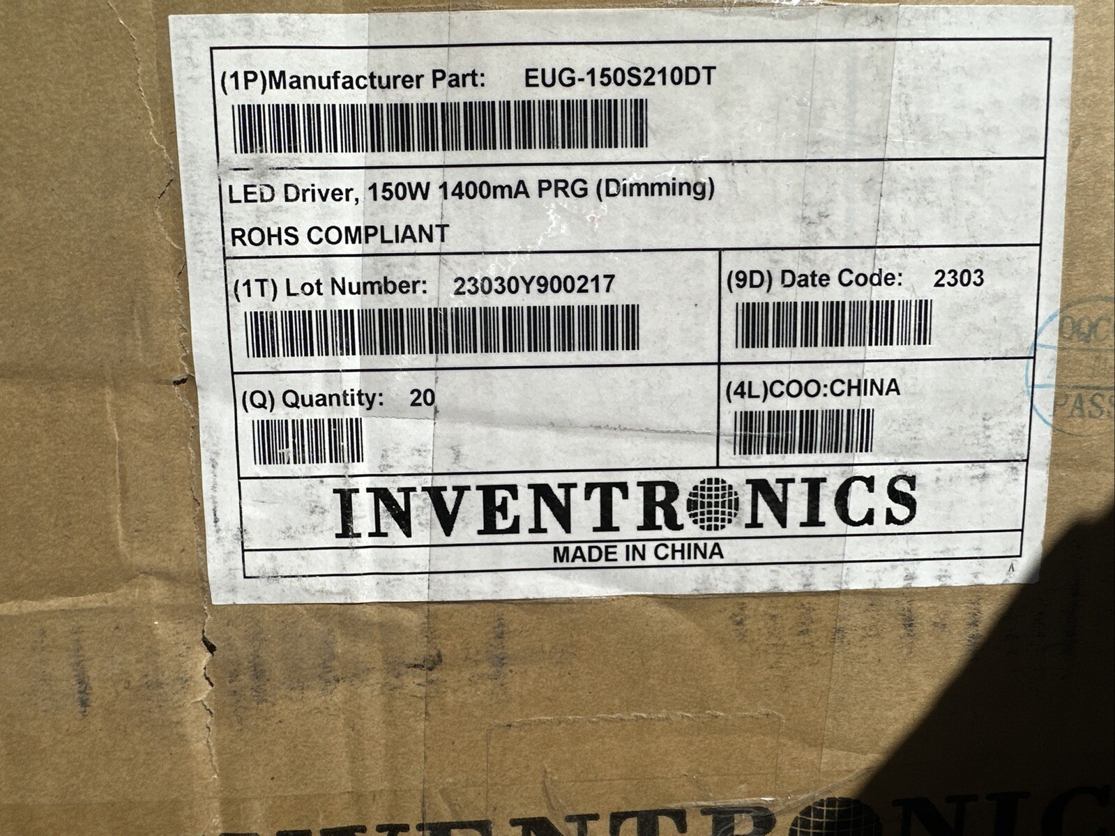 ⚡️EUG150S210 100-277VAC, 150W 140-2100MA, 38-107V, [0-10V PWM] IP67 LED DRIVER⚡️