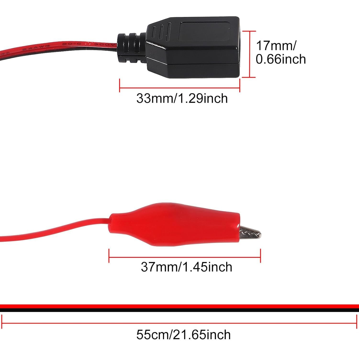 8 PCS Female USB to Alligator Clip Adapter Cable Probe for Circuit Testing