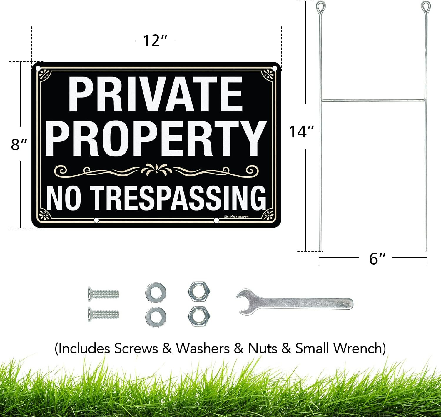 3 Pack No Trespassing Signs Private Property Sign 12×8 inches, 12″×8″ 3