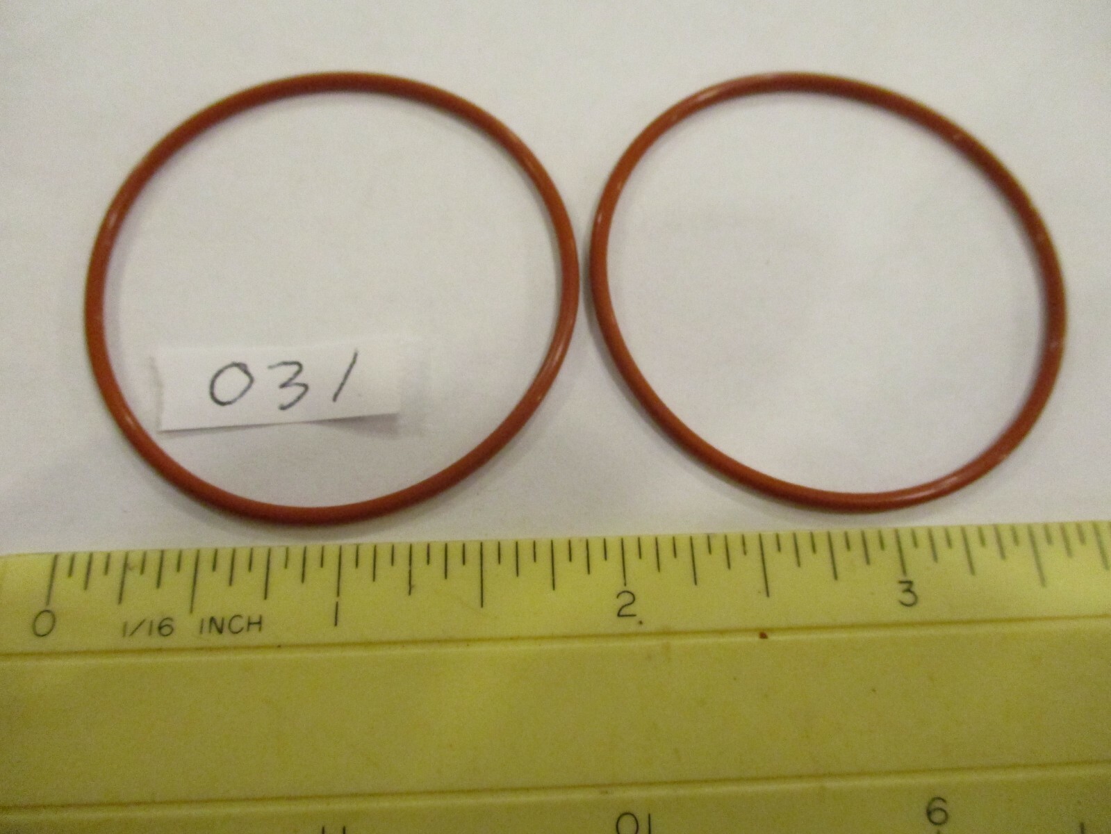 031 Silicone O-ring 70 durometer 1-3/4″ ID x 1-7/8″ OD x 1/16″ thick. Quan 2.