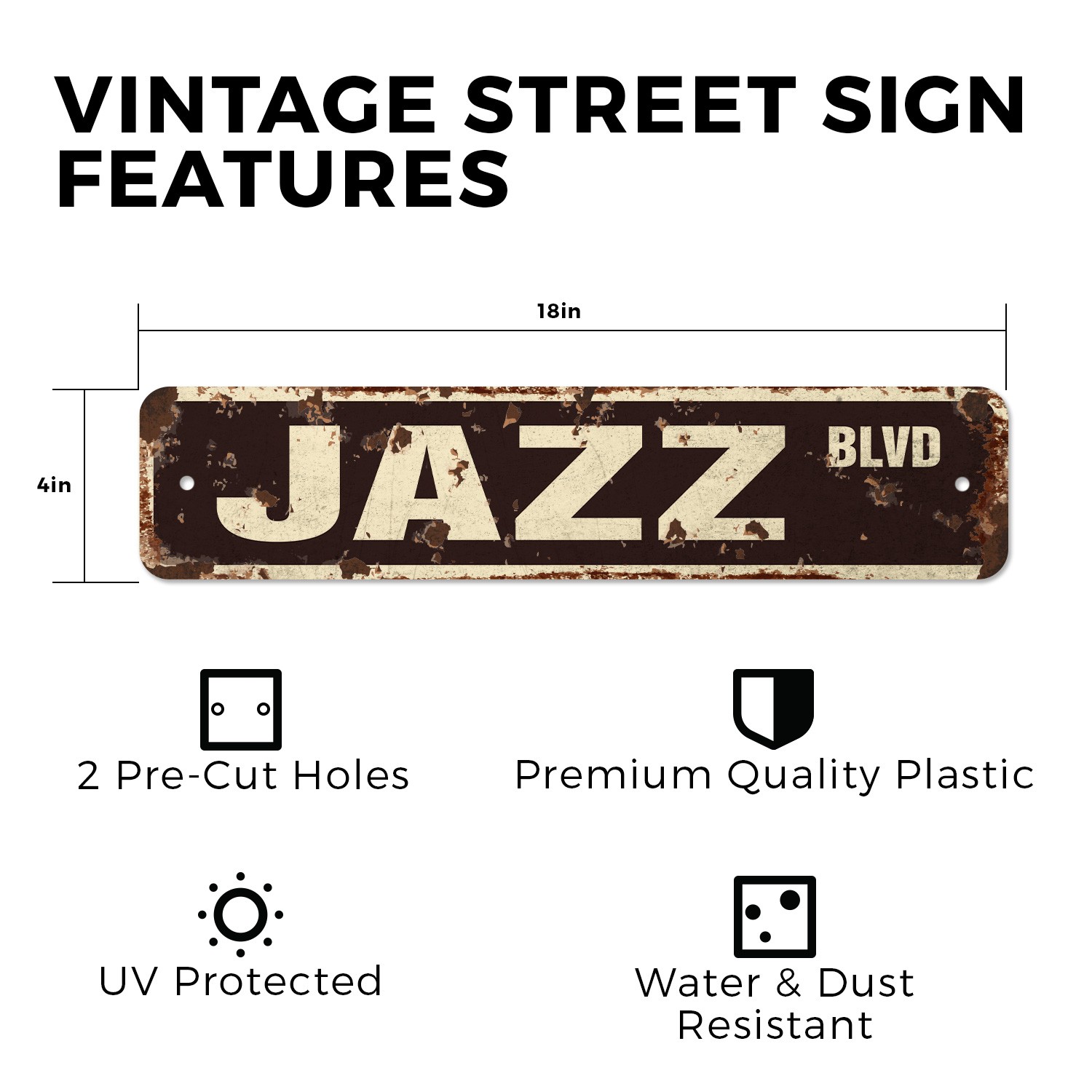 JAZZ Vintage Style Street Sign Metal Plastic music musicians artists club singer