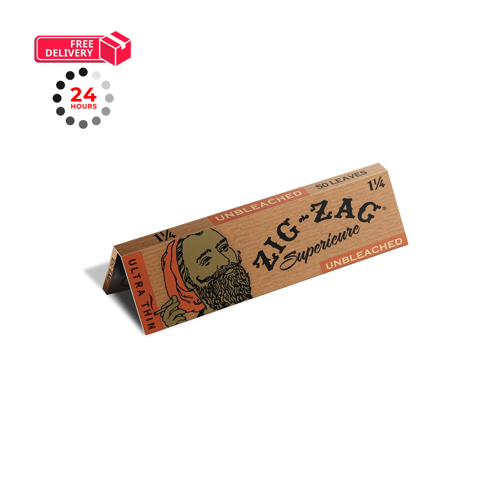 ZIG-ZAG Rolling Papers 1¼ Unbleached (6 Booklets) – 50 78 millimeters, Brown