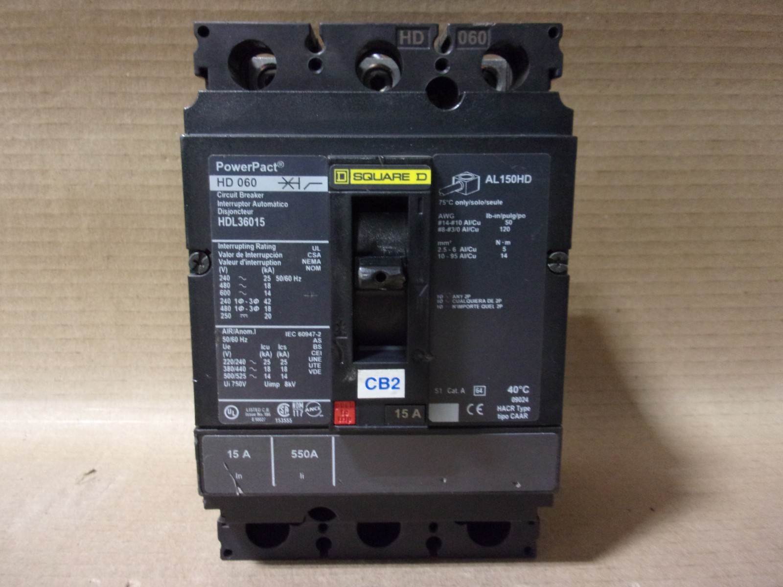 Square D HD HDL HDL36015 3 Pole 15 Amp 600v Circuit Breaker Flaw #10