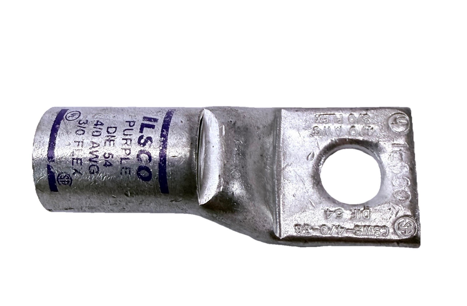 (LOT OF 4) ILSCO CSWS-4/0-38 Copper Compression Lug 4/0 AWG 3/0 flex
