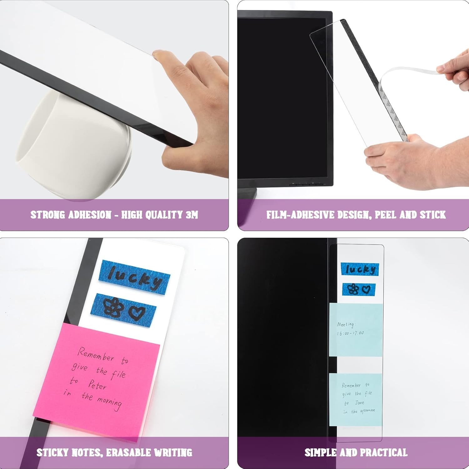 NEW MDOZQ 2pc Computer Monitor Memo Board Sticky Note Holder & Office Desk Decor