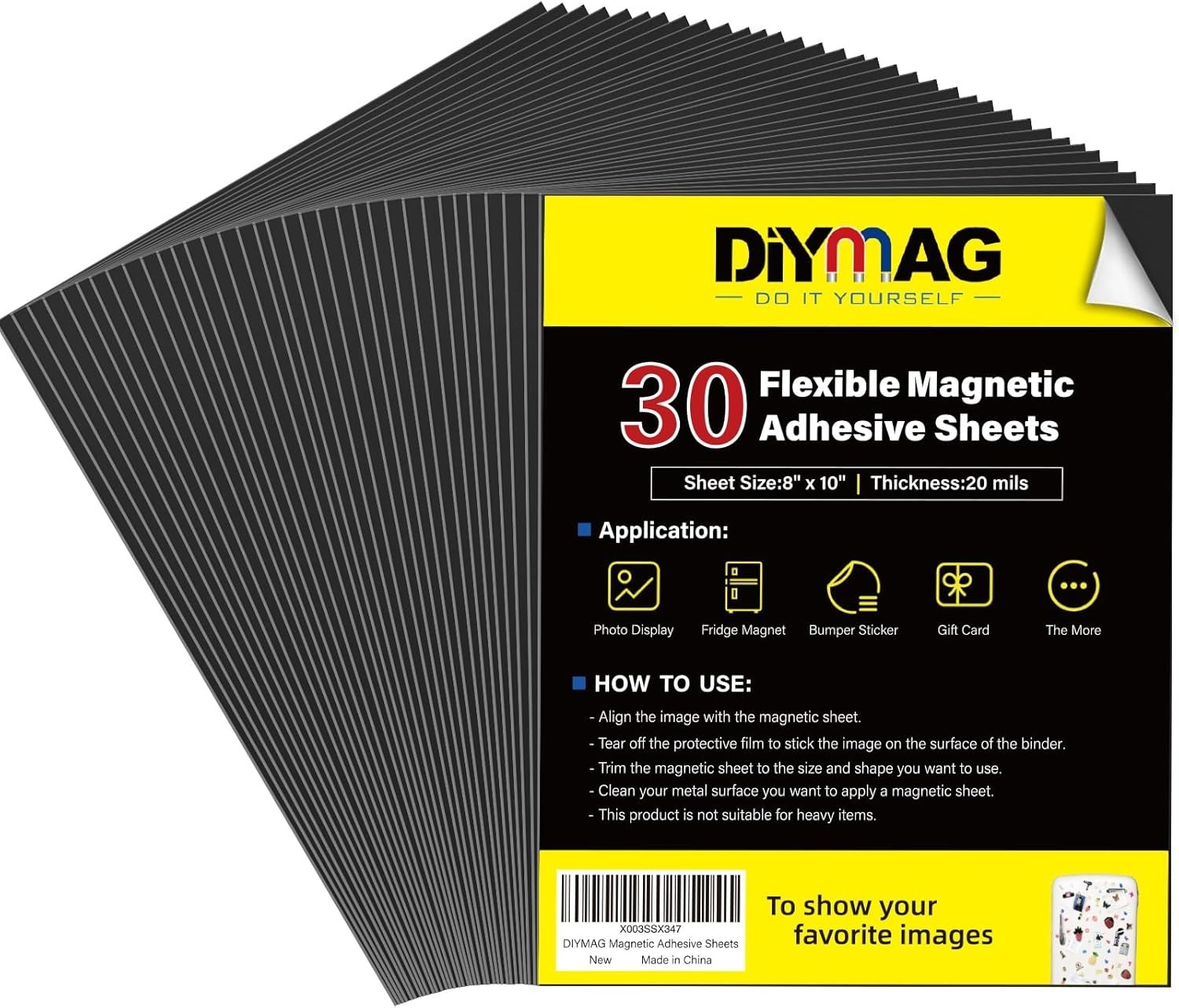 Adhesive Magnetic Sheets 30-Pack, 8×10 Inches – Ideal for Crafts & Decoration