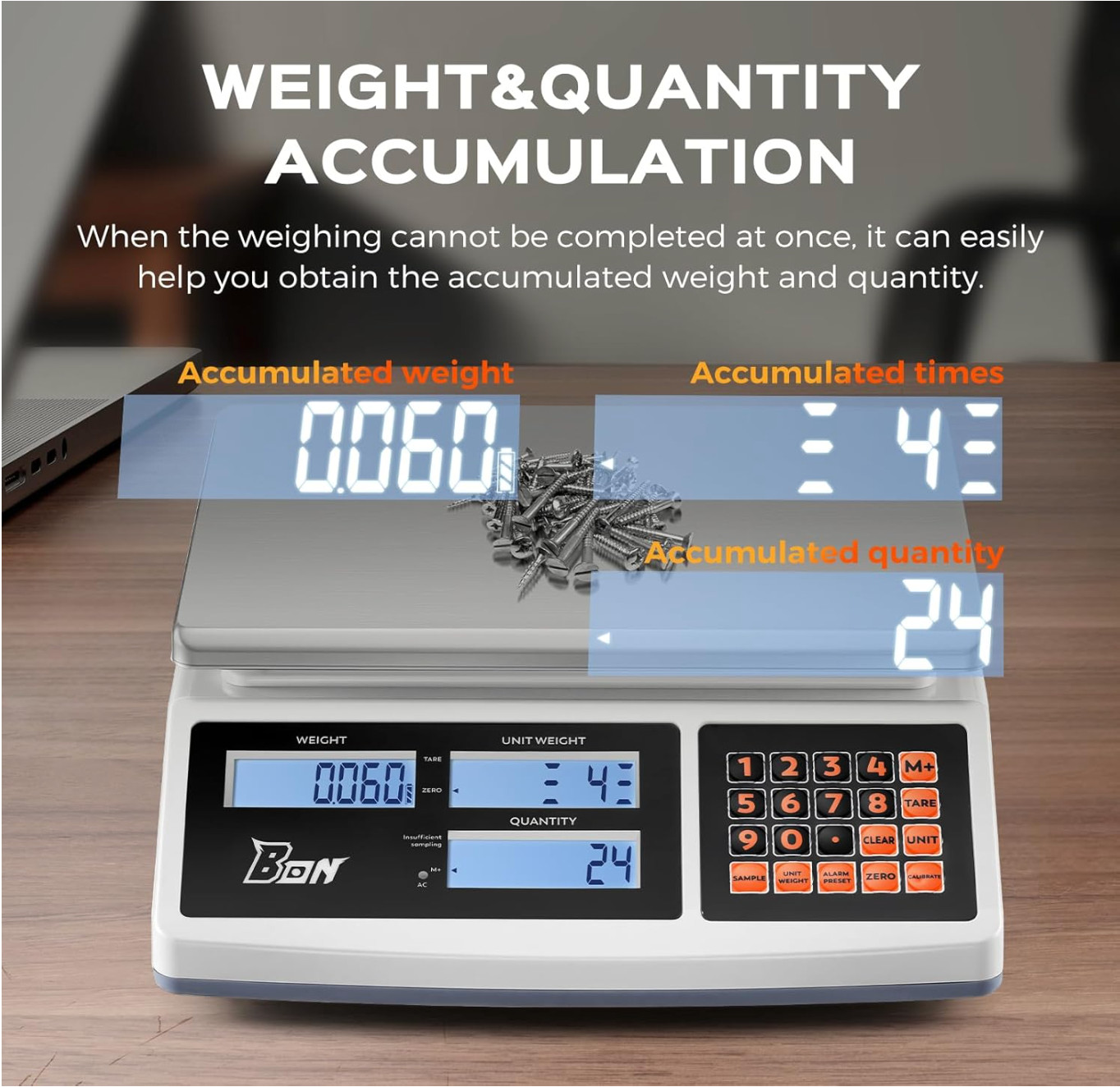 Stainless Steel Counting Scale 66lb 30kg Digital Parts Industrial Scale Battery