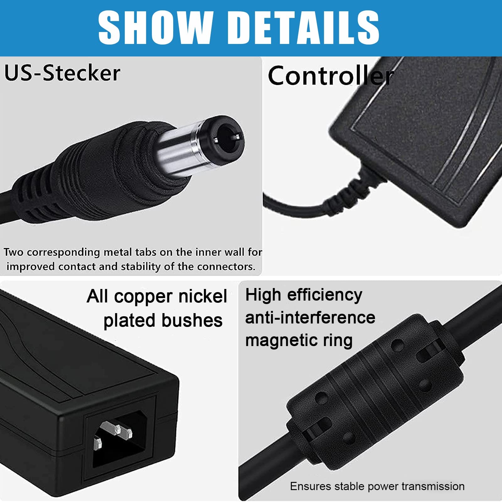 24 Volt 6 Amp Power Supply,100-240V AC to DC 24V 6A 5A 4A 3A 2A 1A black