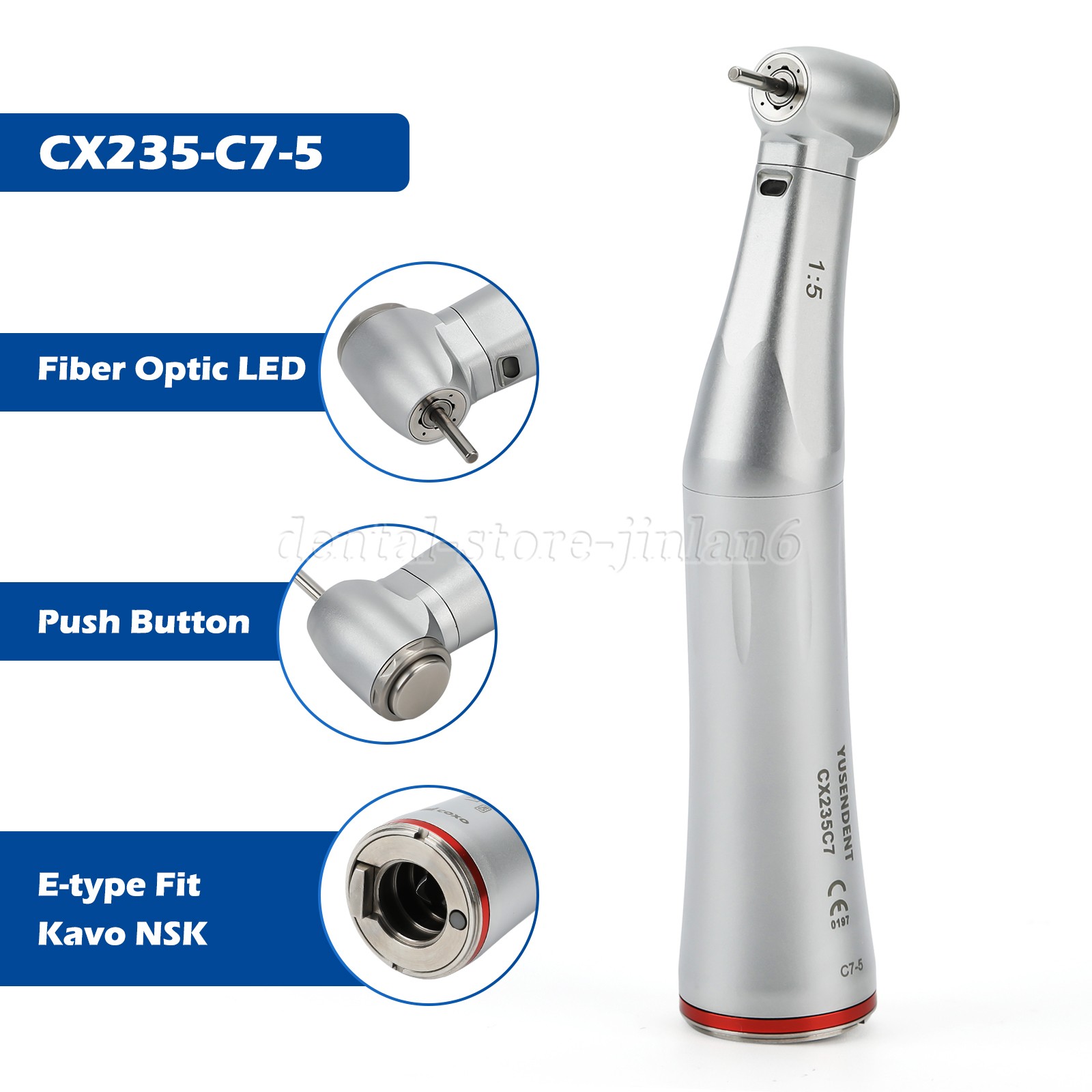 COXO Dental Internal water spray 1:5 Increasing LED Optic Fiber Contra Angle