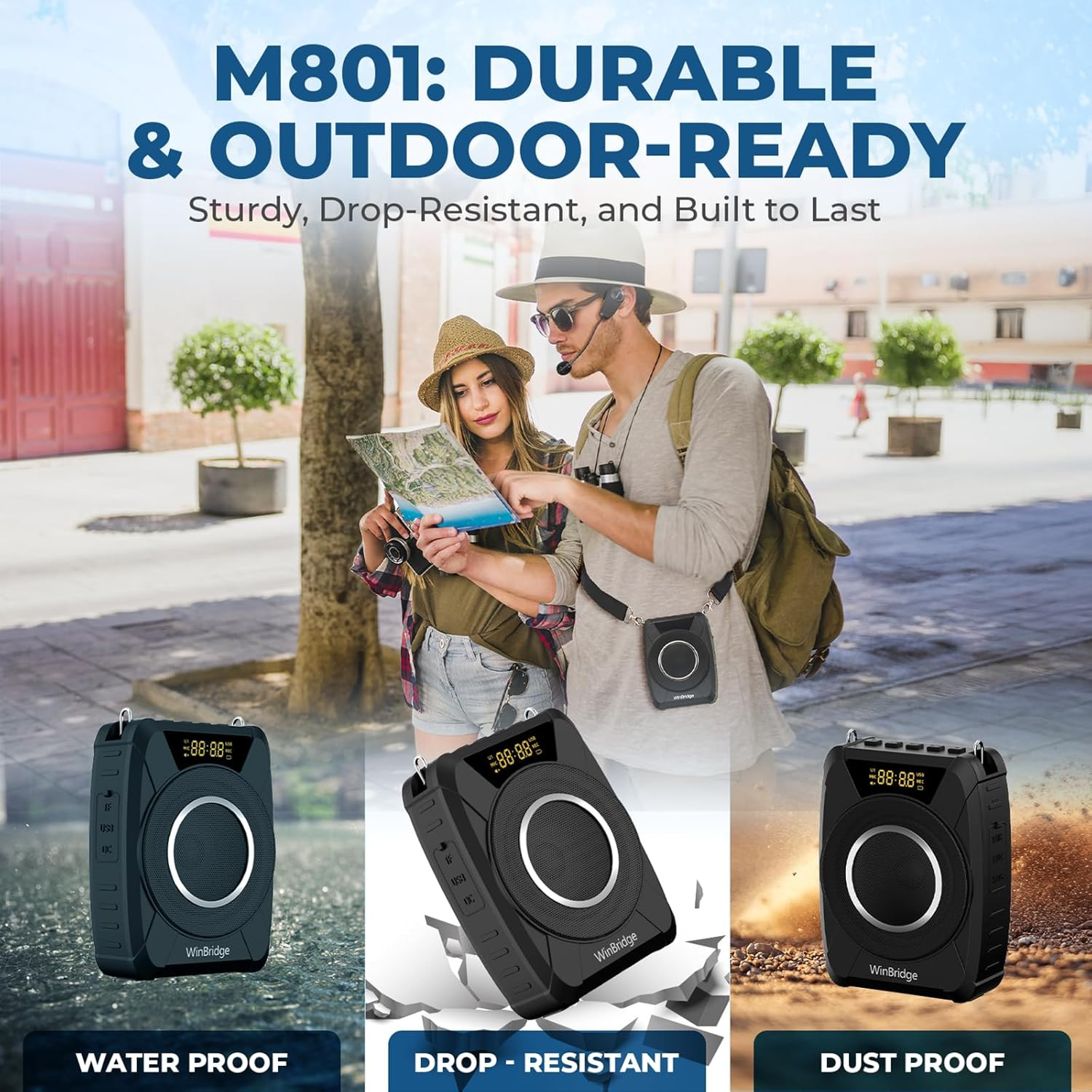 Voice Amplifier Wireless Microphone, 20W Portable PA System with Bluetooth