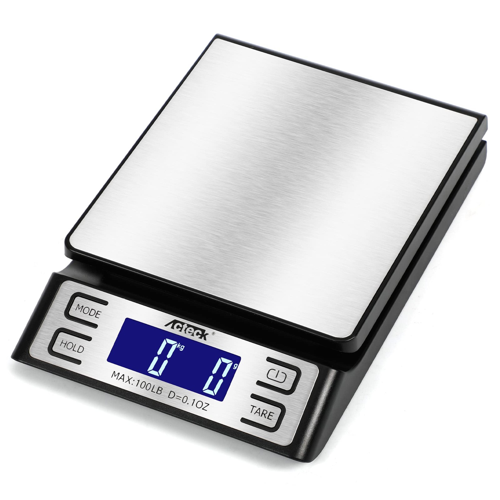 A-808 100LB x 0.1OZ Digital Shipping and Postal Scale, Stainless Steel, Modern D