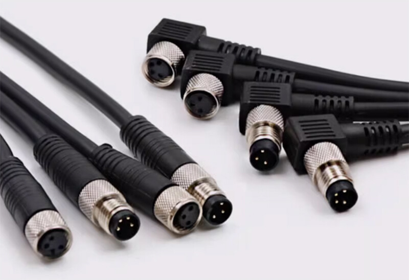 M8 Waterproof Connector Cable Straight/Elbow Konektor With Kabel 2m Male/Female