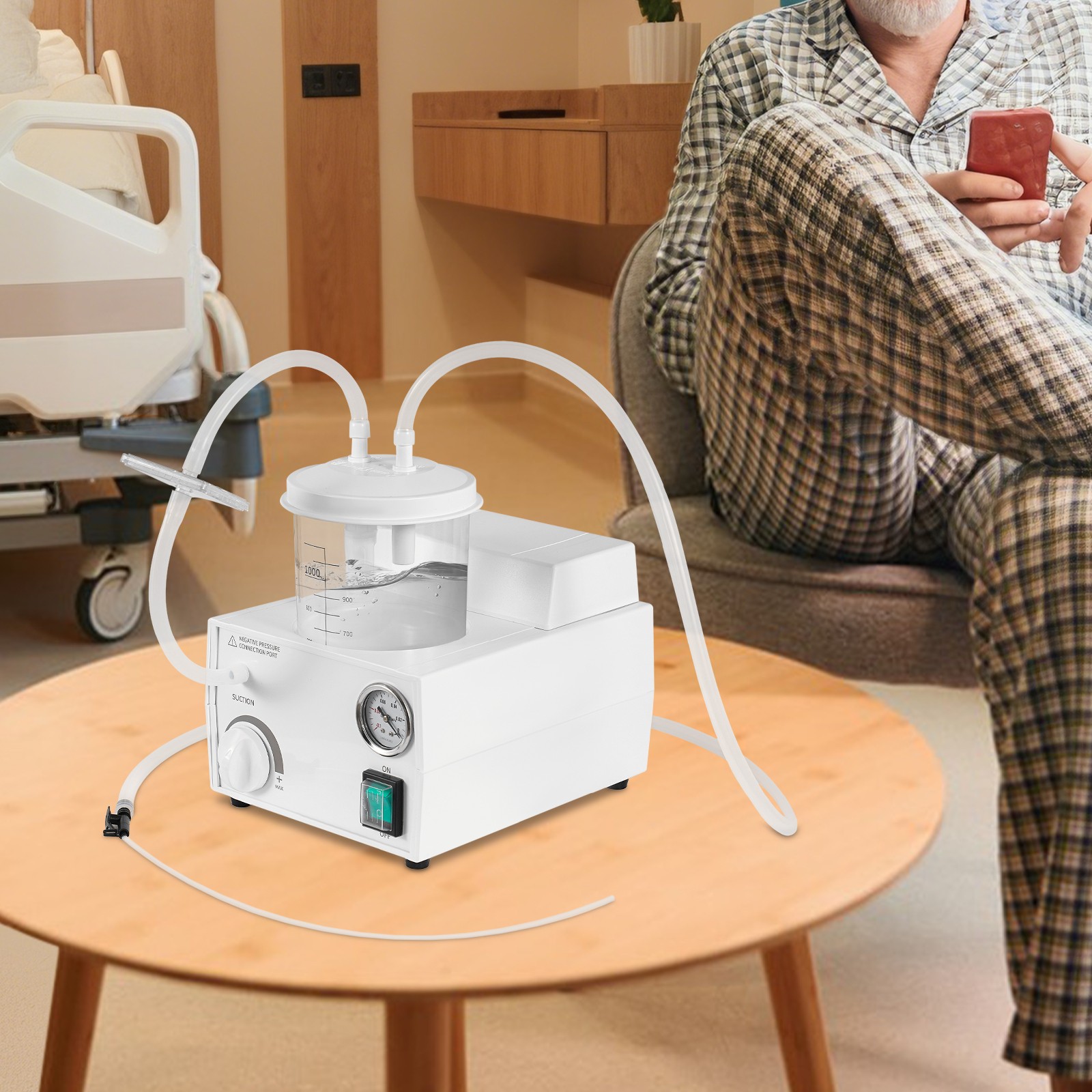 1000mL Portable Suction Unit Medical Vacuum Phlegm Emergency Aspirator Machine