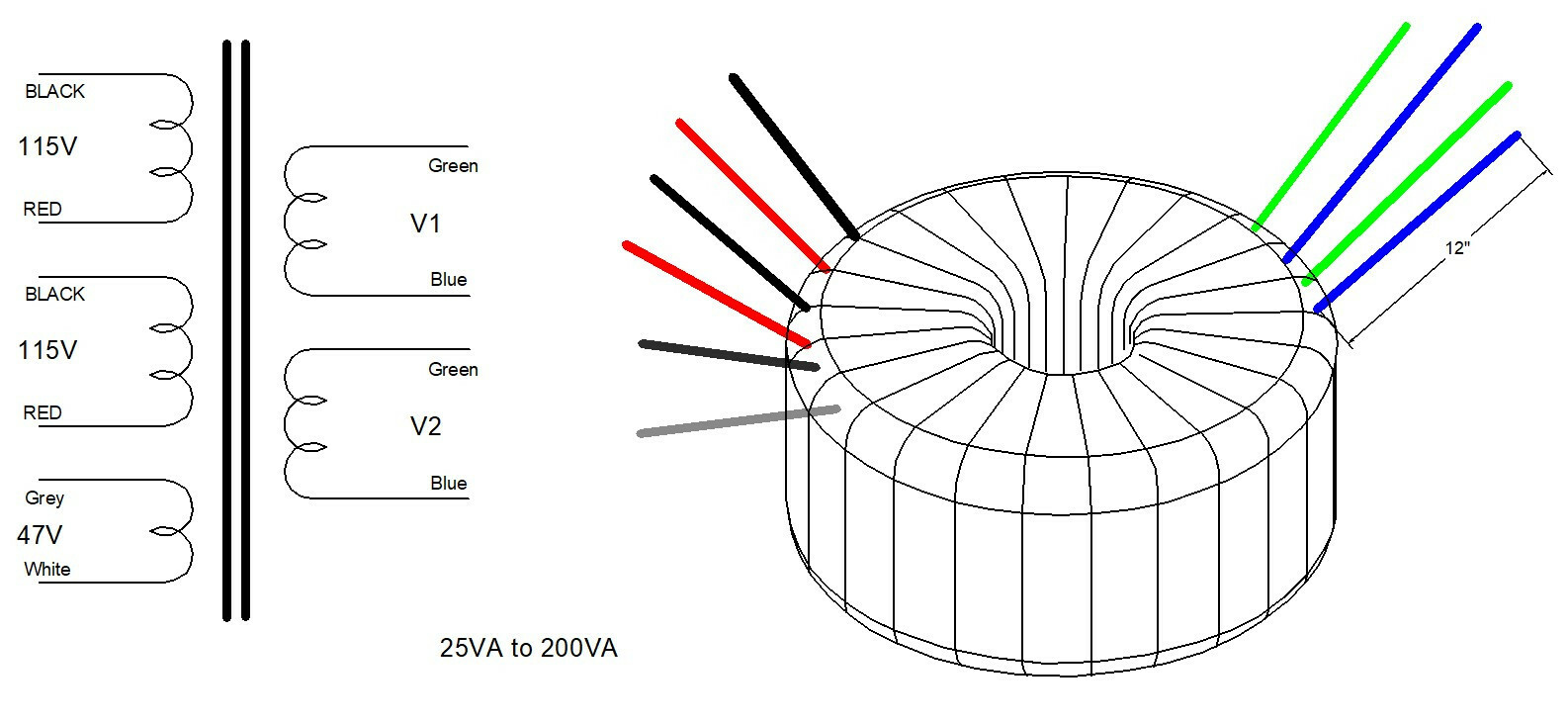 277V 240V 120V to 120V Isolation Power Transformer 100VA 58V/120V AU-1258 Antek