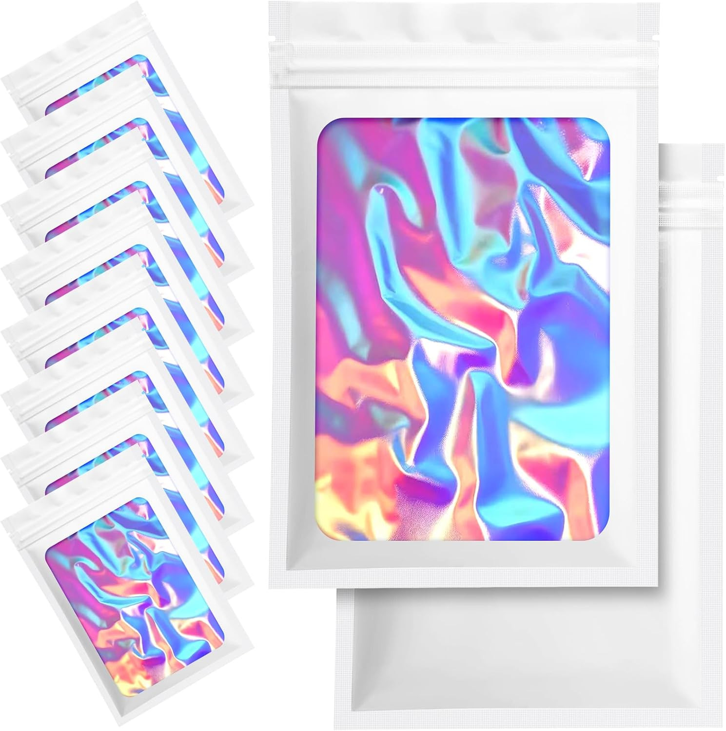 100 Pack Holographic Packaging Resealable Bags for Small Business -4 X 6 Inch