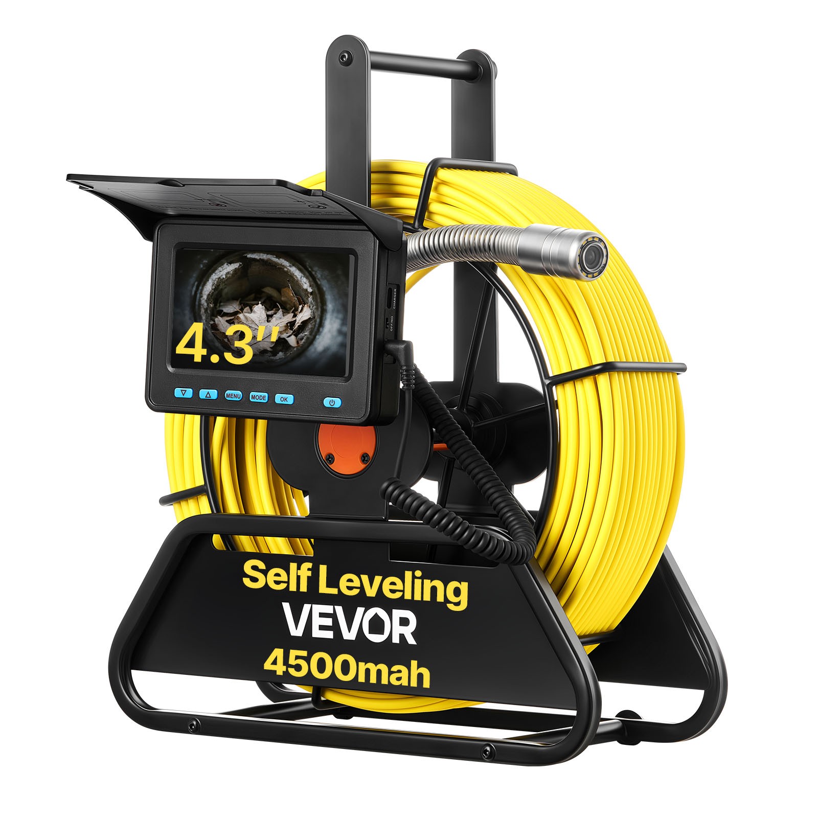 VEVOR Sewer Camera 98 ft Self-Leveling Drain Inspection Camera 4.3″ HD Screen