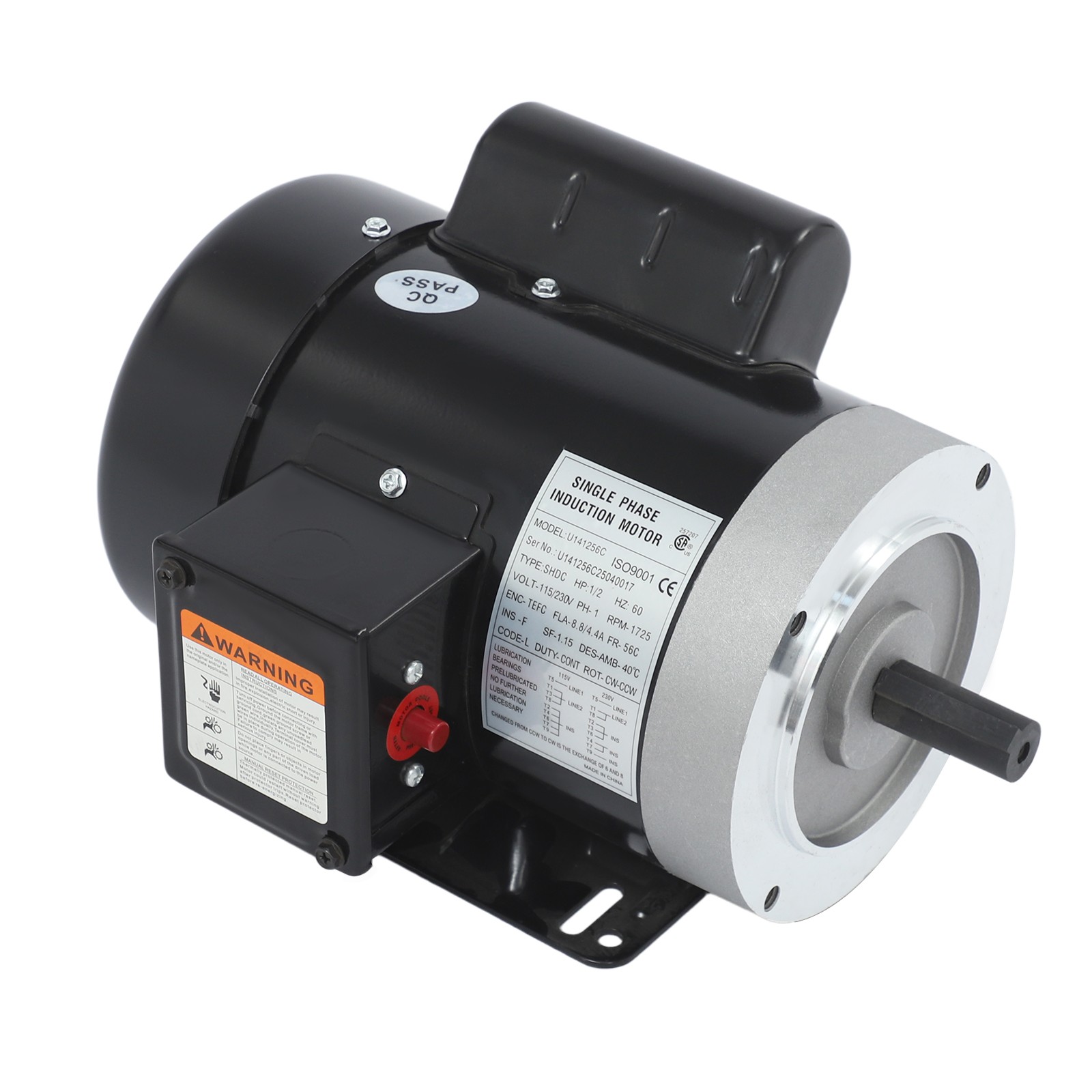 Industrial & Agricultural Single Phase Electric Motor 1725RPM 60Hz 1/2HP Motor