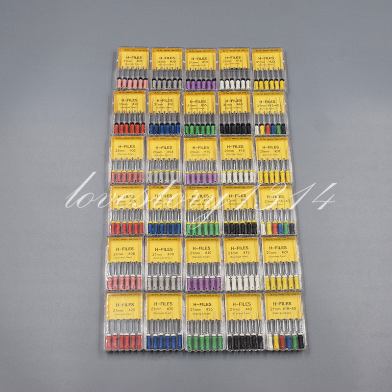 Dental Endo Root Canal Files K/H/R – FILES 21/25/31mm Stainless Steel Fit Mani