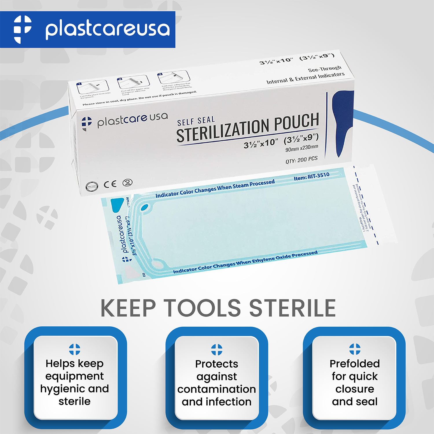 4000 Self-Sealing Sterilization Pouch, 3.5″ x 6.5″ (5.25), Paper/Blue (20 Boxes)