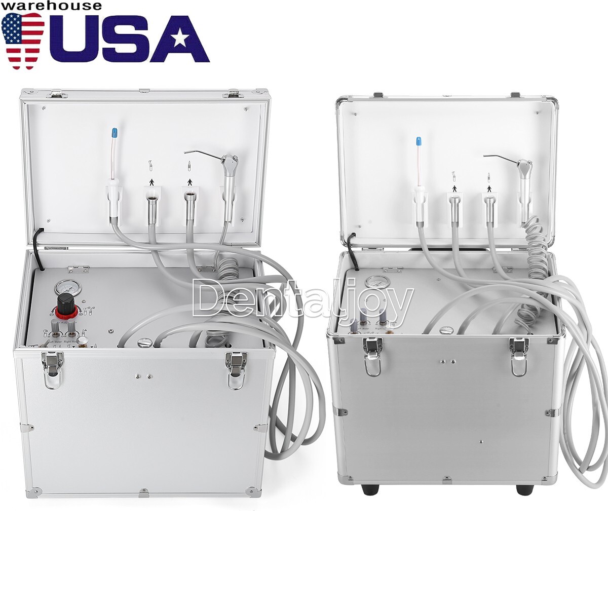 Portable Dental Mobile Delivery Unit Rolling Case Air Compressor Suction System