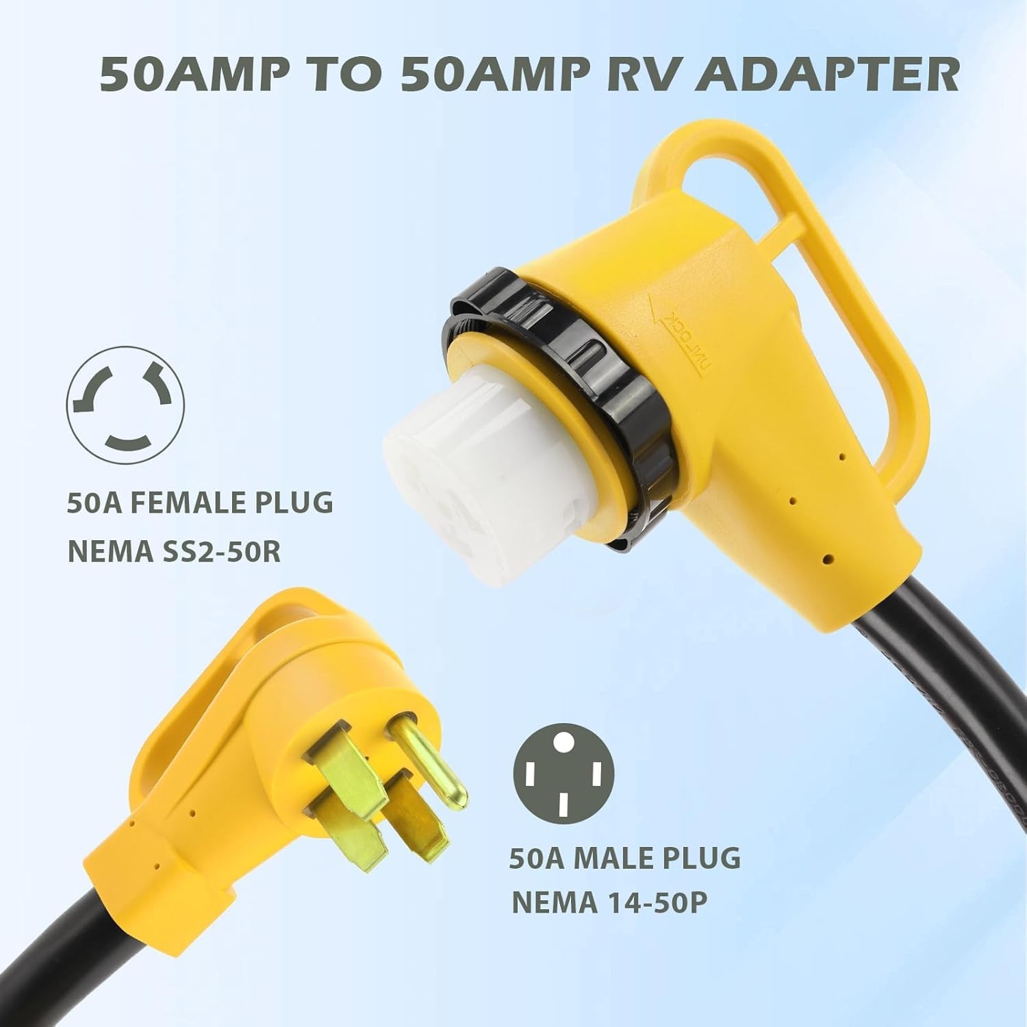RV Adapter 50 Amp to 50 Amp Twist Lock for Generator ETL Listed CordmitPro