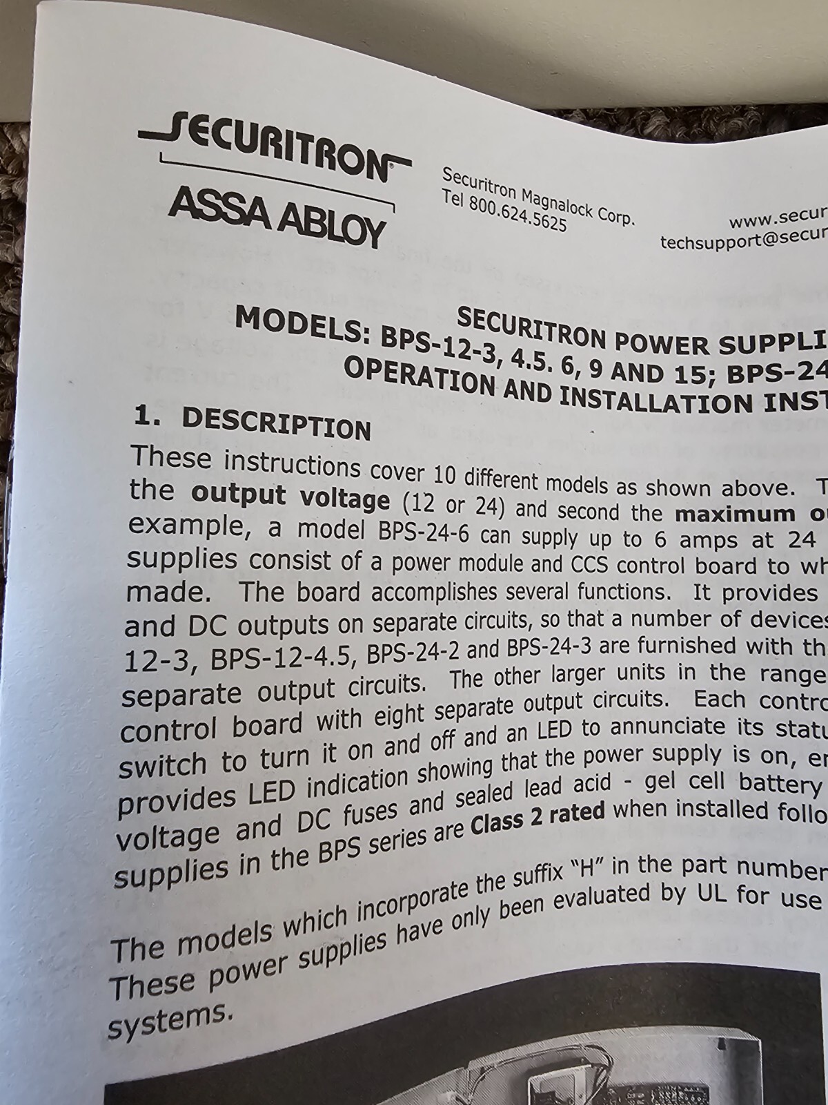 Securitron ASSA ABLOY BPS 24 2 Power Supply 12 24V VDC 2 Amp 2A Fire Alarm Box