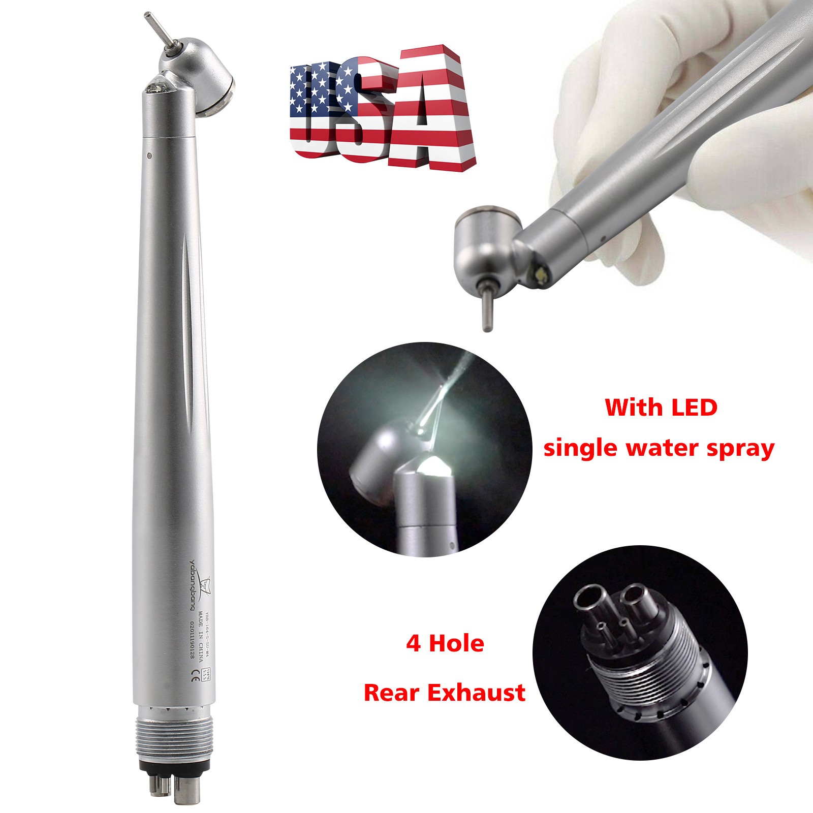Dental 45 Degree Surgical High Speed Handpiece LED E-generator Push Button 4Hole