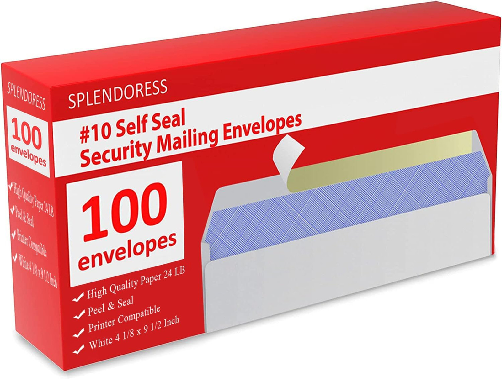 Number 10 Envelopes Self Seal Letter Size Security Pack 100 Tinted White