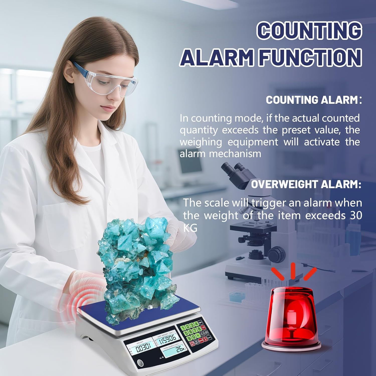 Counting Scale (30Kg/66Lb, 0.1G), G/Kg/Lb, Coin Scale, Precision Electronic Gram