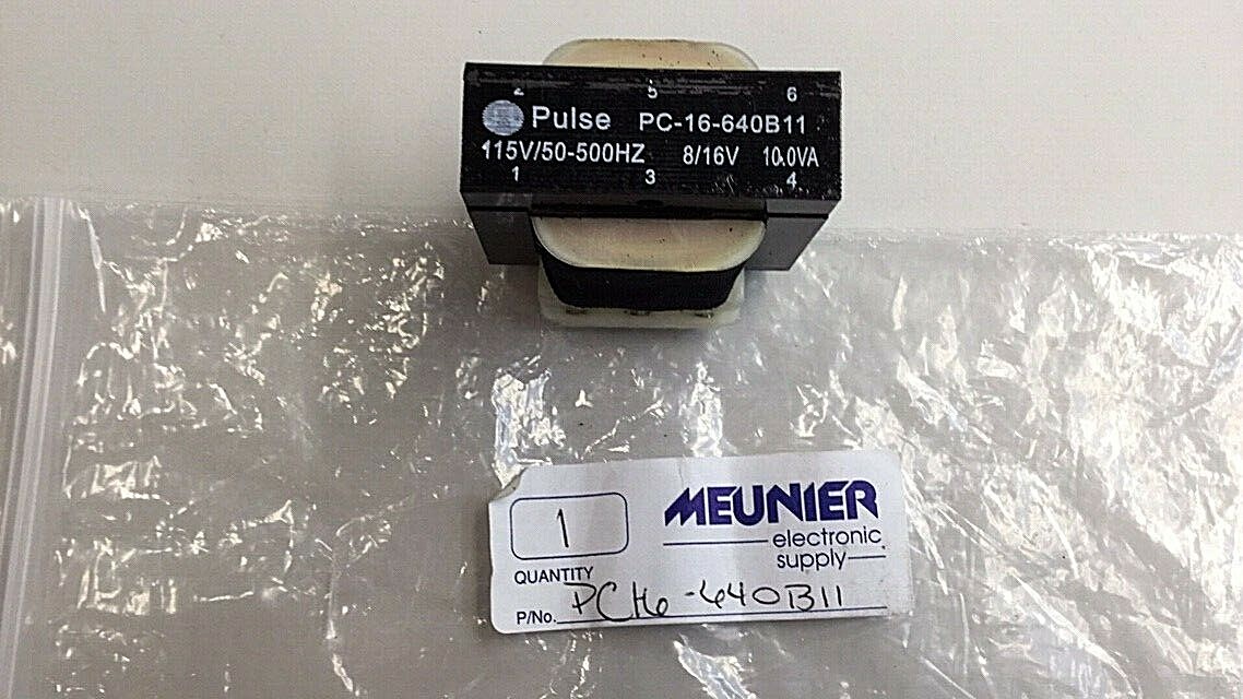 Meunier PC-16-640B11 Pulse Step Down Transformer 115V/50-500HZ 8/16V 10.0VA