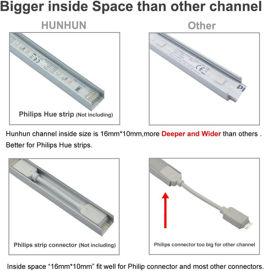 10-Pack 6.6Ft/ 2Meter Plus-Size U Shape LED Aluminum Channel System with Milky C