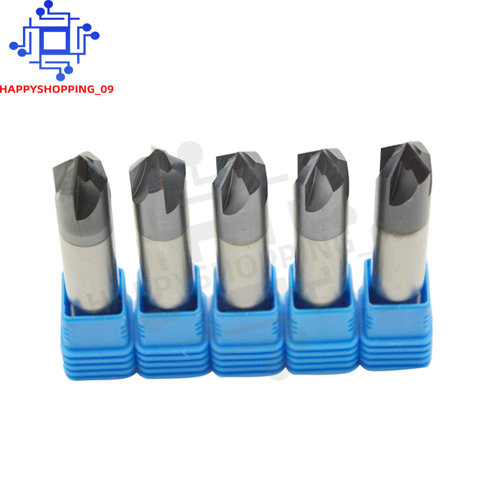 5Pcs 1/2″ 4 Flute 90 Degree Solid Carbide Chamfer Mill-Double End – AlTiN Coated
