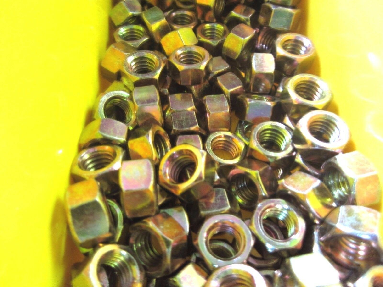 3/8-16 Finished Hex Nuts Grade 8 Yellow Zinc 250 Pieces